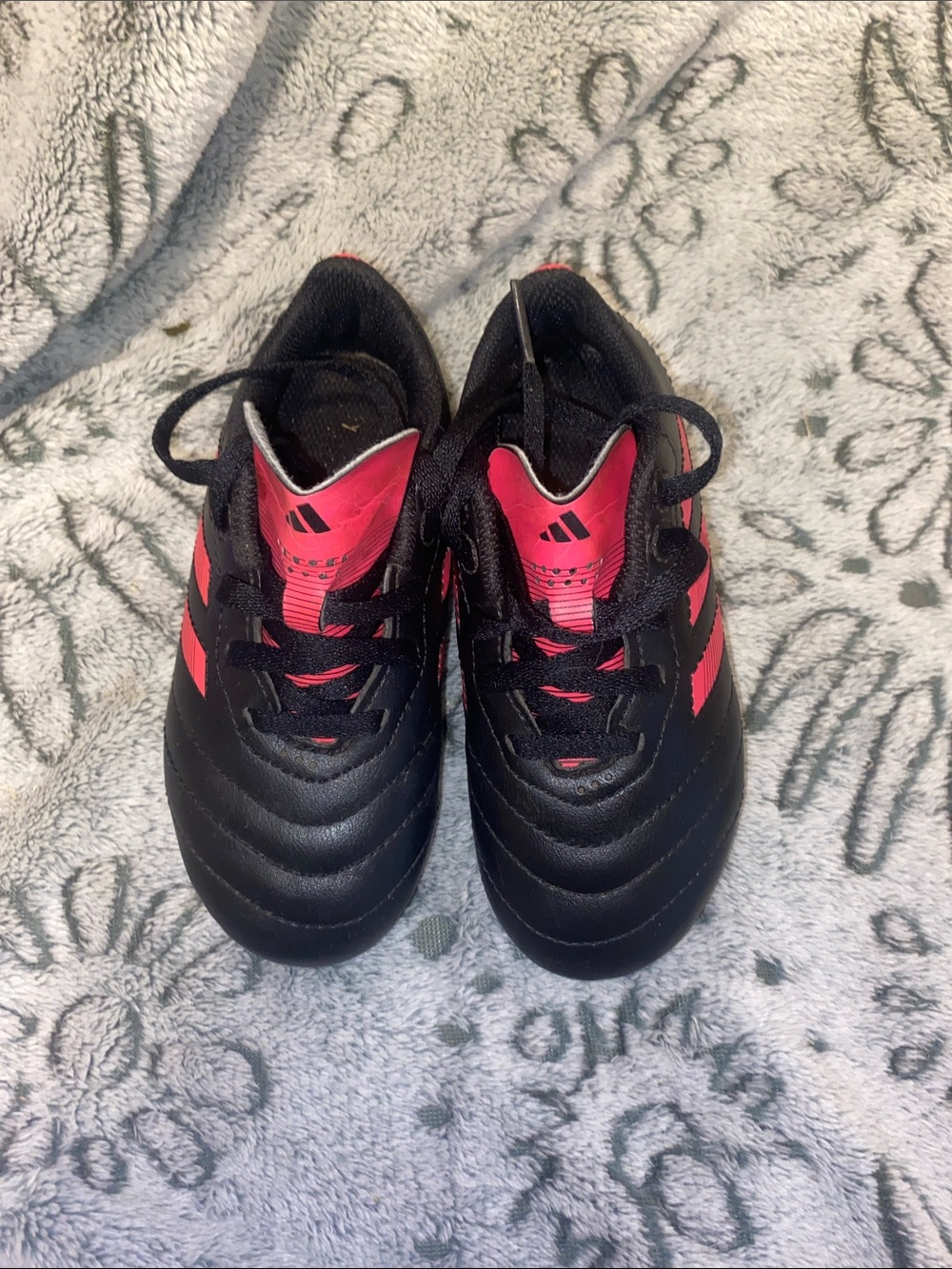 adidas Kids Black and Pink Soccer Sneakers